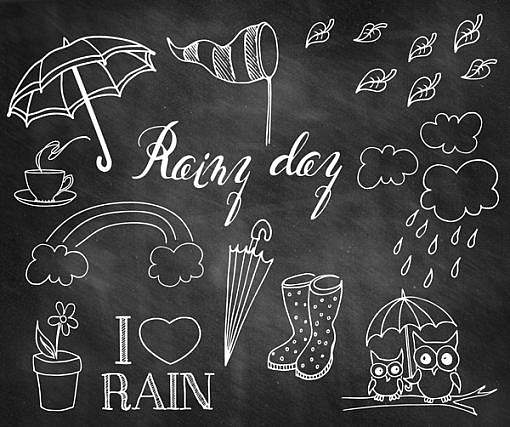 Rainy Day Doodle Chalkboard Overlays