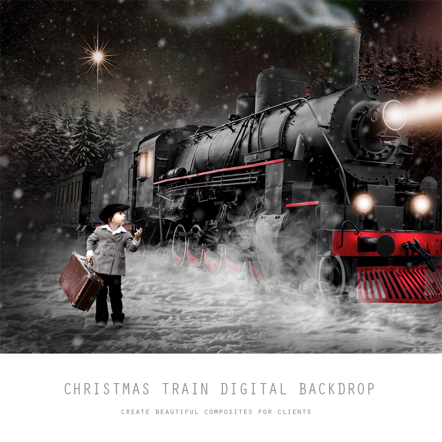 Christmas Train Digital Backdrop (8×10) – 