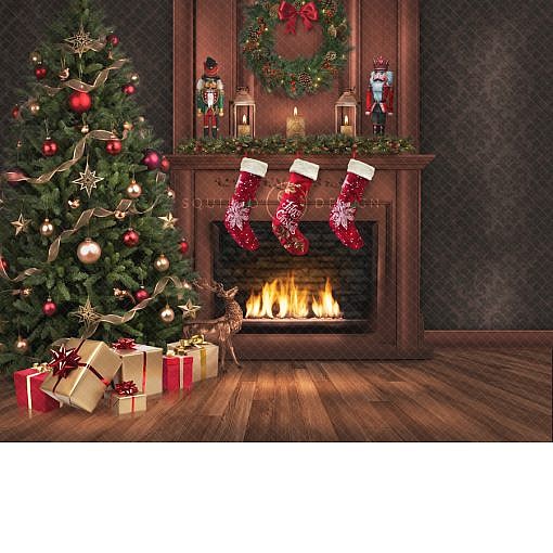 Christmas Eve Fireplace Digital Backdrop – Squijoo.com