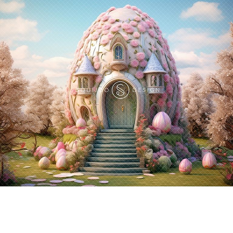 Easter Digital Backdrop – Egg House – Squijoo.com