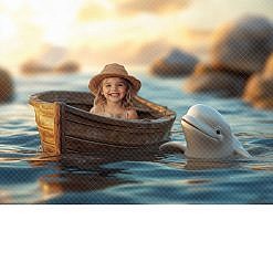 Happy Beluga Whale Digital Backdrop