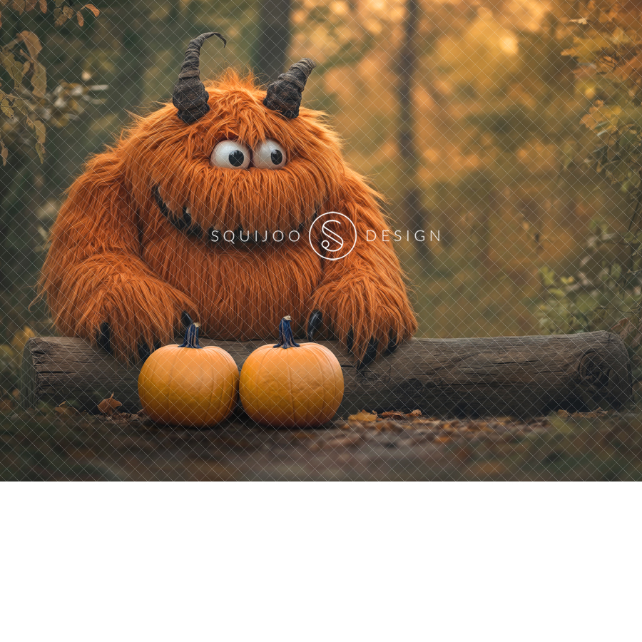 Fall Digital Backdrop - Pumpkin Monster