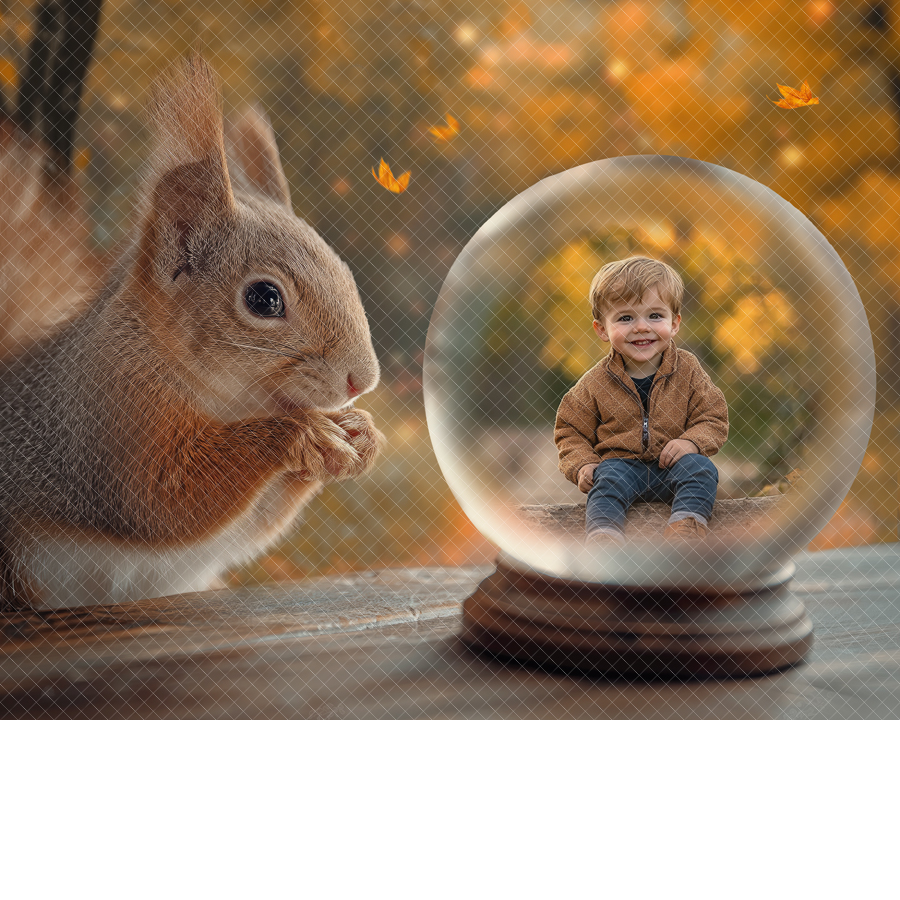 Fall Digital Backdrop - Squirrel Globe