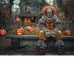 Halloween Digital Backdrop - Grumpy Clown