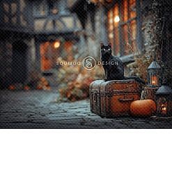 Halloween Digital Backdrop - Cats Corner