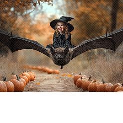 Halloween Digital Backdrop - Bat Rider