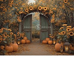 Fall Digital Backdrop - Sunflower Arch