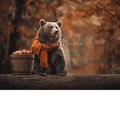 Fall Digital Backdrop - Bear Bliss