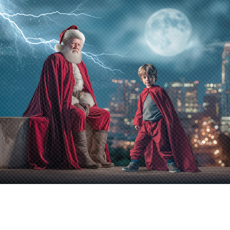 Christmas Digital Backdrop - Santa Superhero