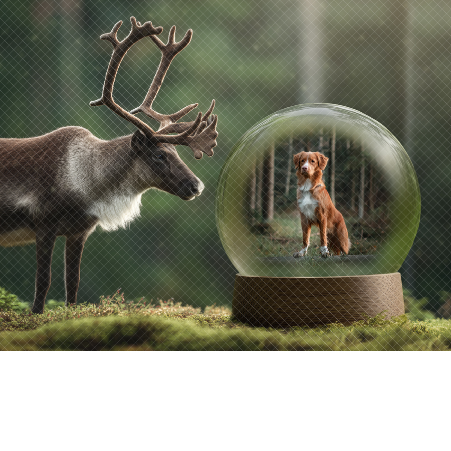Christmas Digital Backdrop - Reindeer Forest Globe