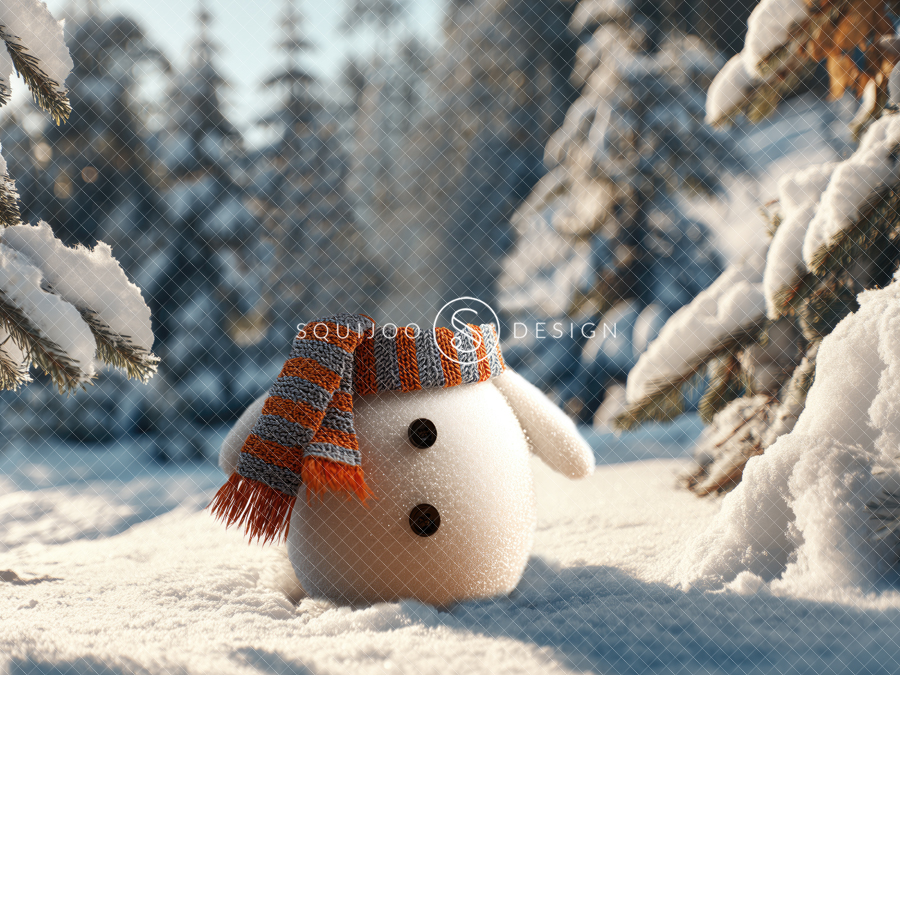 Christmas Digital Backdrop - Pet Snowman - Image 2