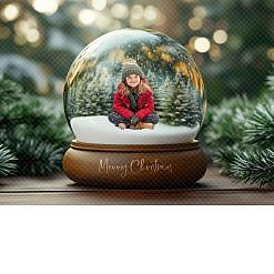 Christmas Digital Backdrop - Pine Forest Globe