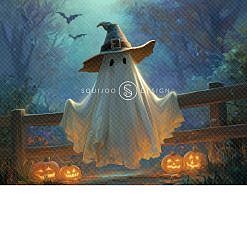 Halloween Digital Backdrop - Ghosted Fence