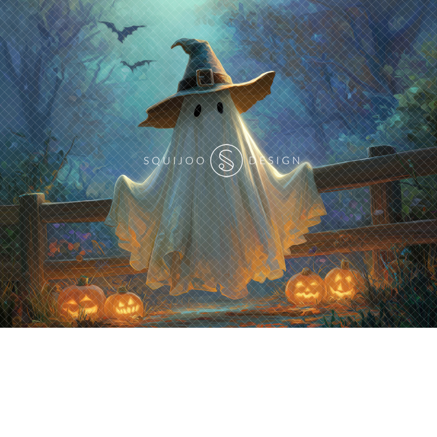 Halloween Digital Backdrop - Ghosted Fence