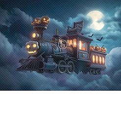 Halloween Digital Backdrop - Skull Train