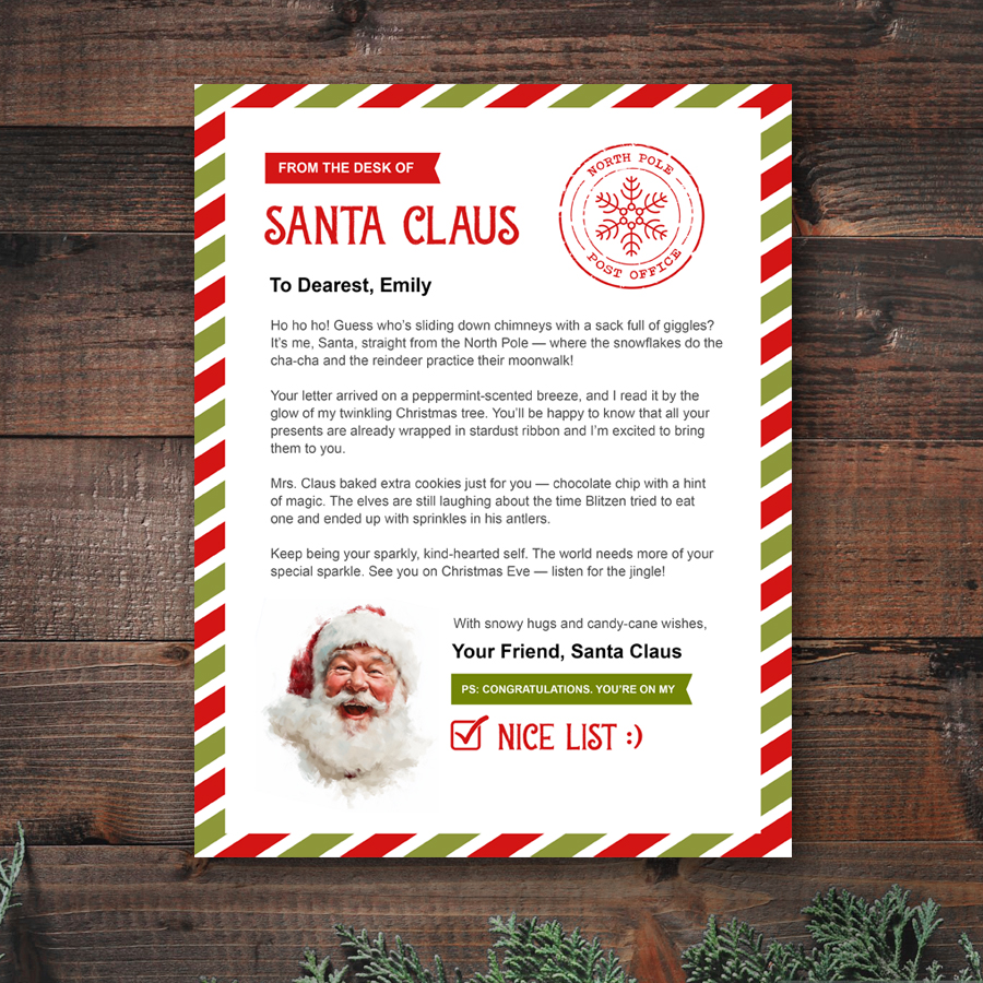 Letter From Santa Christmas Template