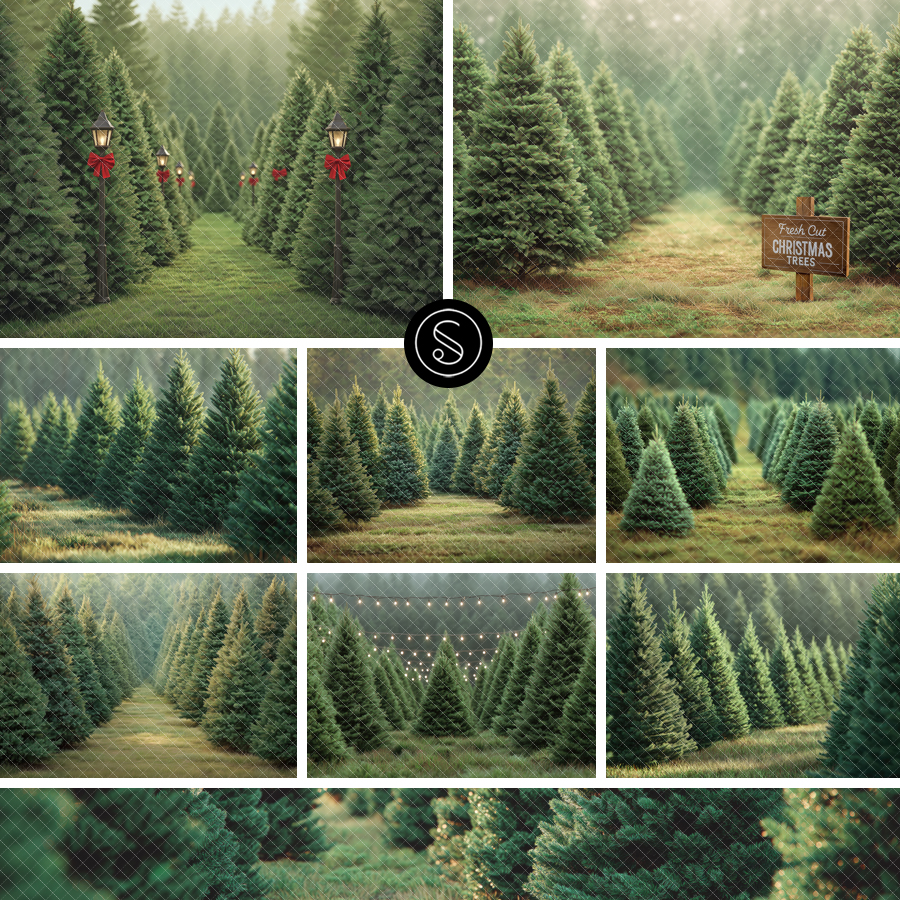 Christmas Digital Backdrops - Tree Farms
