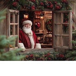 Santa Digital Backdrop - Cabin Window