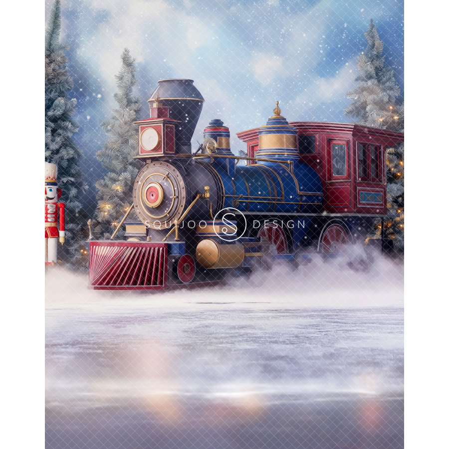 Christmas Digital Backdrop - Skating Nutcracker - Image 3