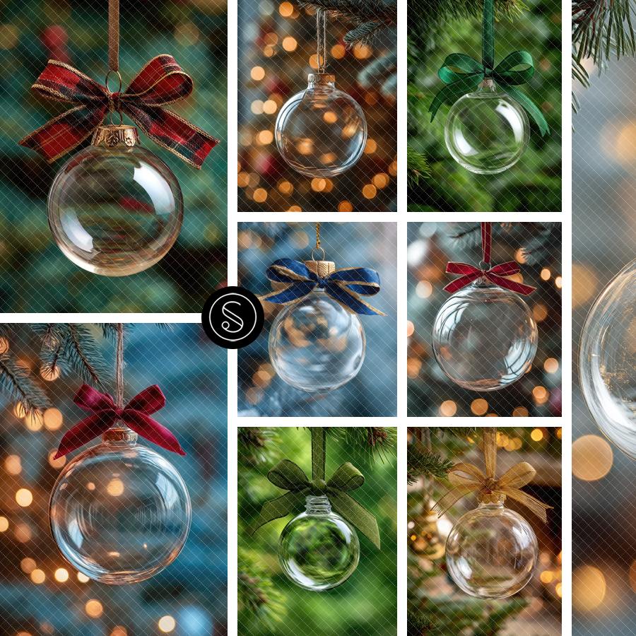 Christmas Digital Backdrops - Bauble Ornaments