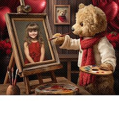 Valentine Digital Backdrop - Teddy Painting Studio