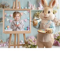 Easter Digital Backdrop - Bunny Painting Studio