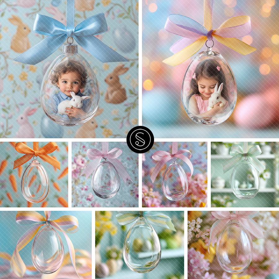 Easter Digital Backdrops - Egg Ornaments
