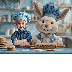 Easter Digital Backdrop - Baker Bunny