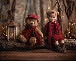 Valentine Digital Backdrop - Teddy On Log
