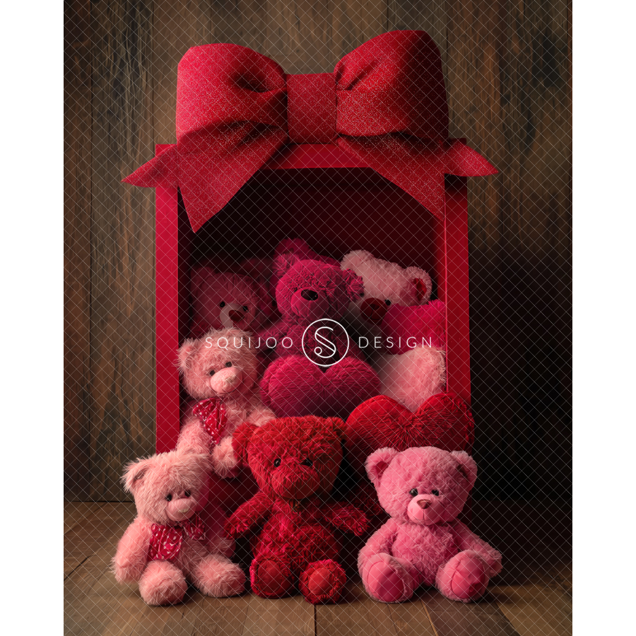 Valentine Digital Backdrop - Teddy Box - Image 2