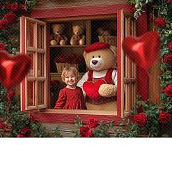 Valentine Digital Backdrop - Teddy Window
