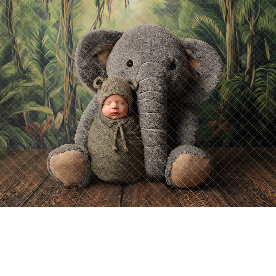 Face Insert Newborn Digital Backdrop - Cute Elephant