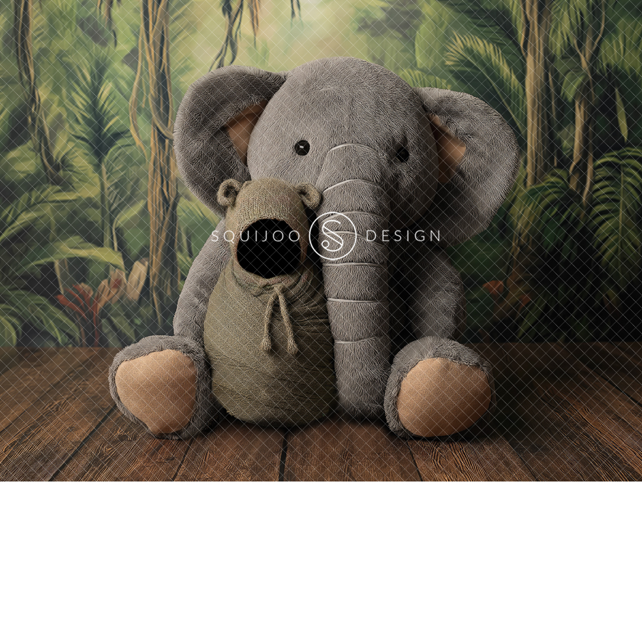 Face Insert Newborn Digital Backdrop - Cute Elephant - Image 2