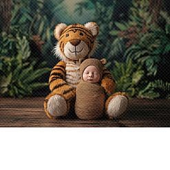 Face Insert Newborn Digital Backdrop - Cute Tiger