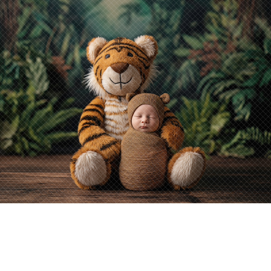 Face Insert Newborn Digital Backdrop - Cute Tiger
