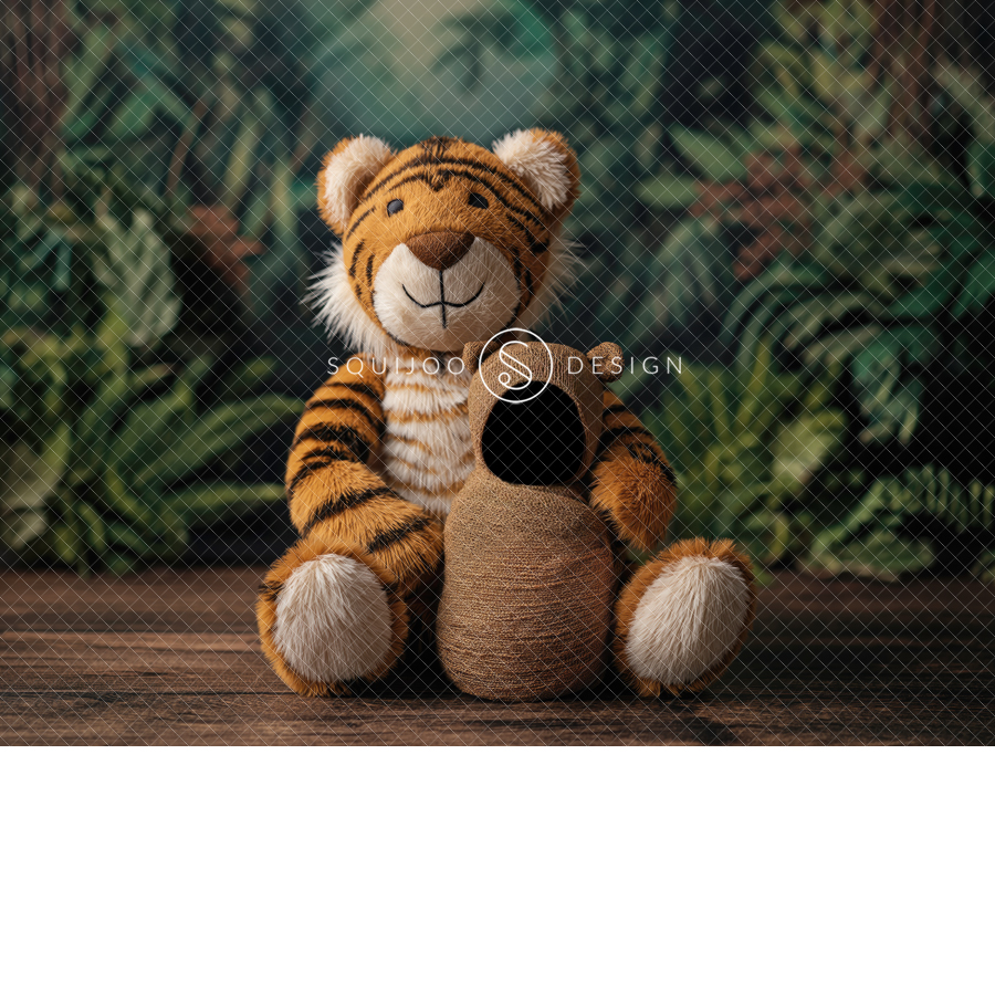 Face Insert Newborn Digital Backdrop - Cute Tiger - Image 2