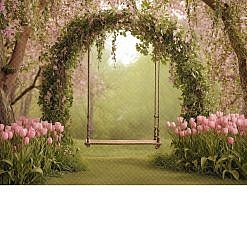 Spring Digital Backdrop - Swing Tulips