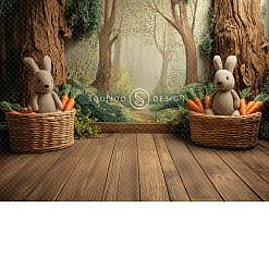 Easter Digital Backdrop - Carrot Baskets