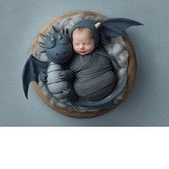 Face Insert Newborn Digital Backdrop - Plush Dragon