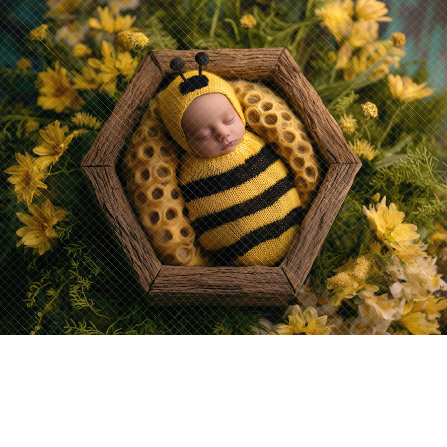 Face Insert Newborn Digital Backdrop - Bumble Bee