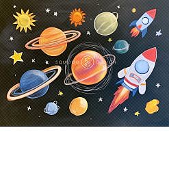 Back To School Digital Backdrop - Outer Space Chalk