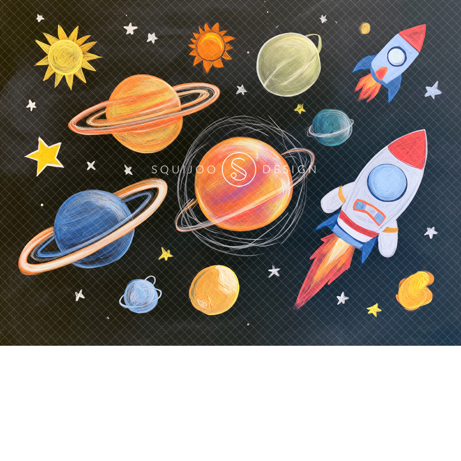 Back To School Digital Backdrop - Outer Space Chalk