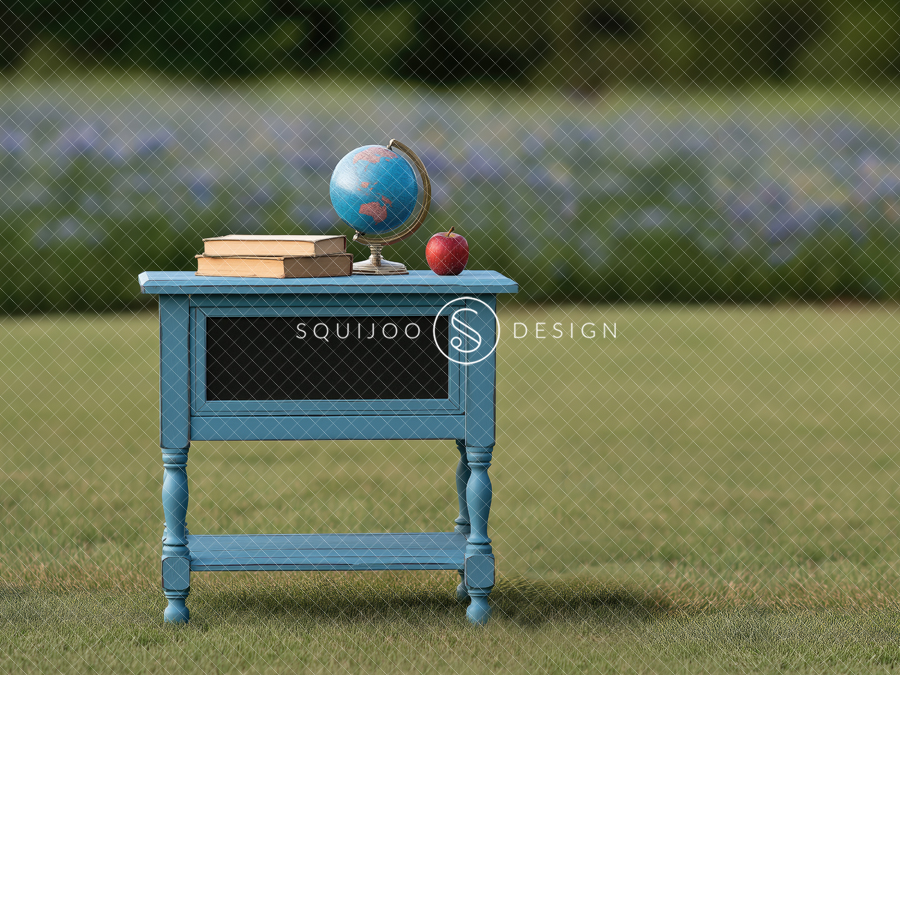 Back To School Digital Backdrop - Blue Desk