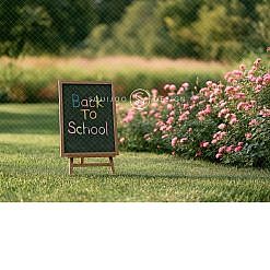 Back To School Digital Backdrop - Pink Garden