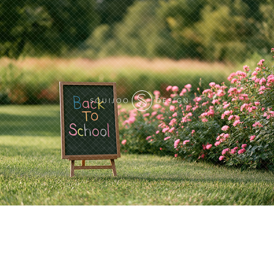 Back To School Digital Backdrop - Pink Garden
