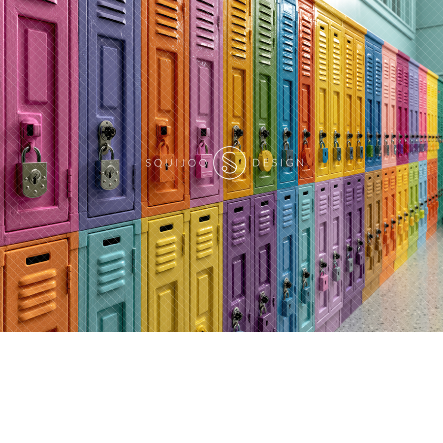 Back To School Digital Backdrop - Locker Colors