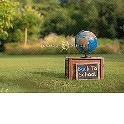 Back To School Digital Backdrop - Box Globe