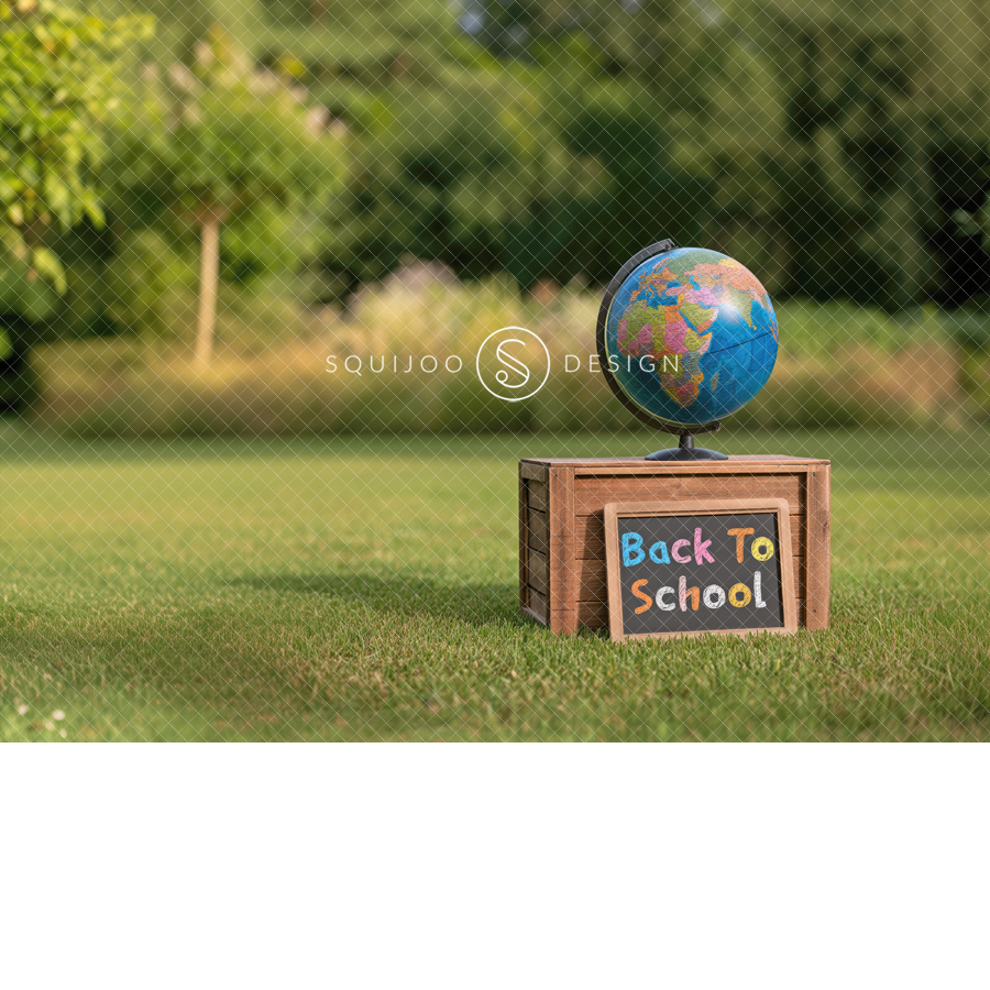 Back To School Digital Backdrop - Box Globe