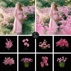 Plant Digital Overlays - Pink Flowers & Shrubs