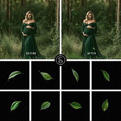 Plant Digital Overlays - Green Falling Leaves
